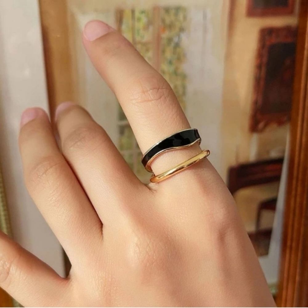 Black & Gold Cuff Ring
